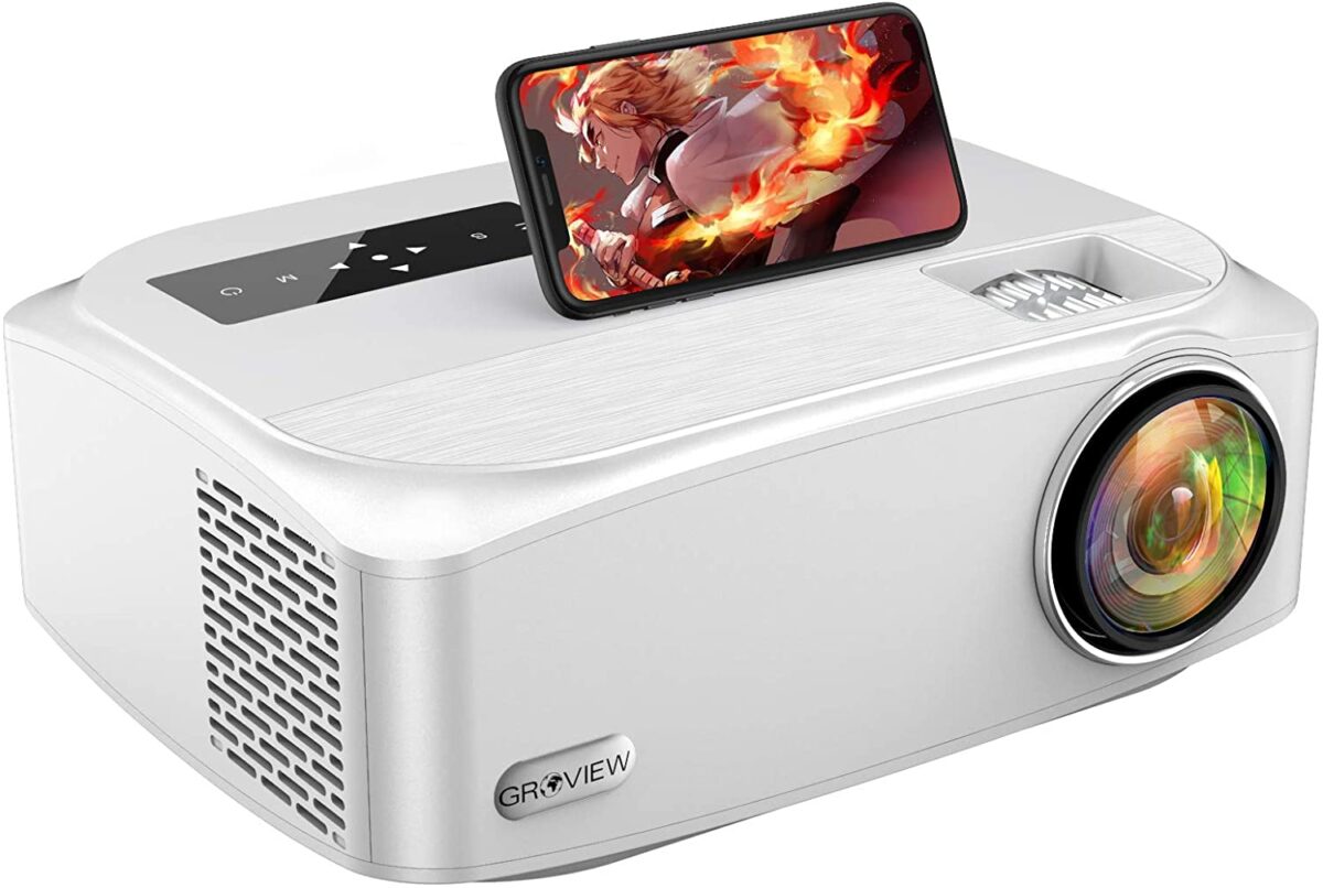 GROVIEW Mini Projector with Bluetooth, 1080P HD and 240″ LCD Display ...