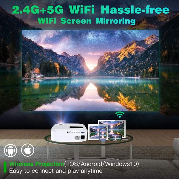 WiFi Projector, GROVIEW Native 1080P HD Wireless Projector, Supports 5G WiFi
