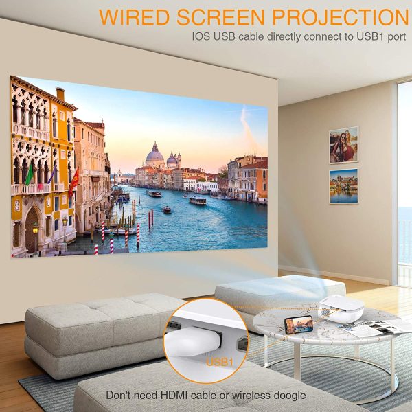 33-1.jpg GROVIEW Mini WiFi Projector, 7500 Lumen Portable Movie Projector with 100" Screen, 1080P & 240" Display Supported, Home Theater Projector Compatible with TV Stick, Android, iPhone