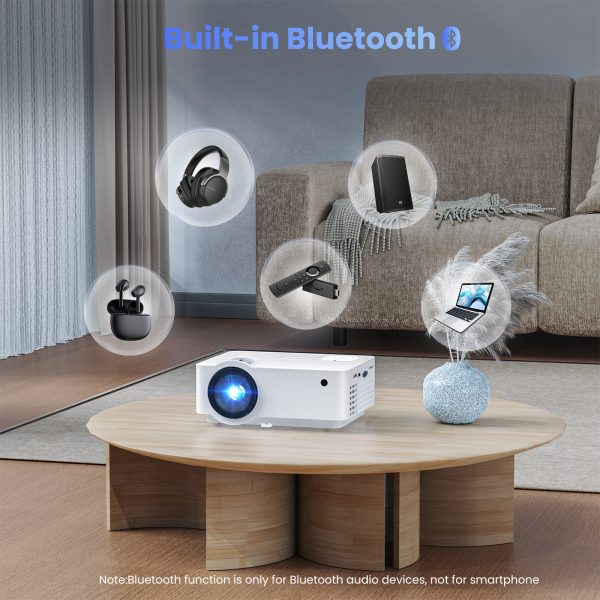 Groview Projector, 1080P Bluetooth Mini Projector with 100” Projector Screen, 9500 LUX Portable Outdoor Movie Projector for Phone, Compatible with VGA/HDMI/USB/SD/Laptop/Fire Stick/PS5