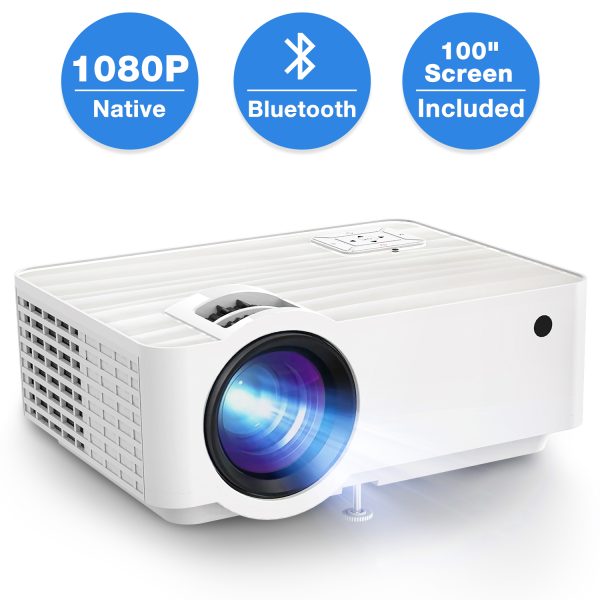 5-2-1.jpg Groview Projector, 1080P Bluetooth Mini Projector with 100” Projector Screen, 9500 LUX Portable Outdoor Movie Projector for Phone, Compatible with VGA/HDMI/USB