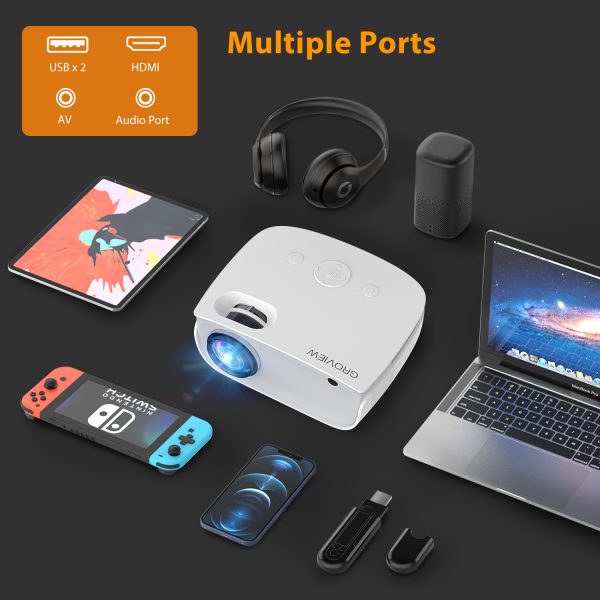 6-1.jpg GROVIEW Mini WiFi Projector, 7500 Lumen Portable Movie Projector with 100" Screen, 1080P & 240" Display Supported, Home Theater Projector Compatible with TV Stick, Android, iPhone