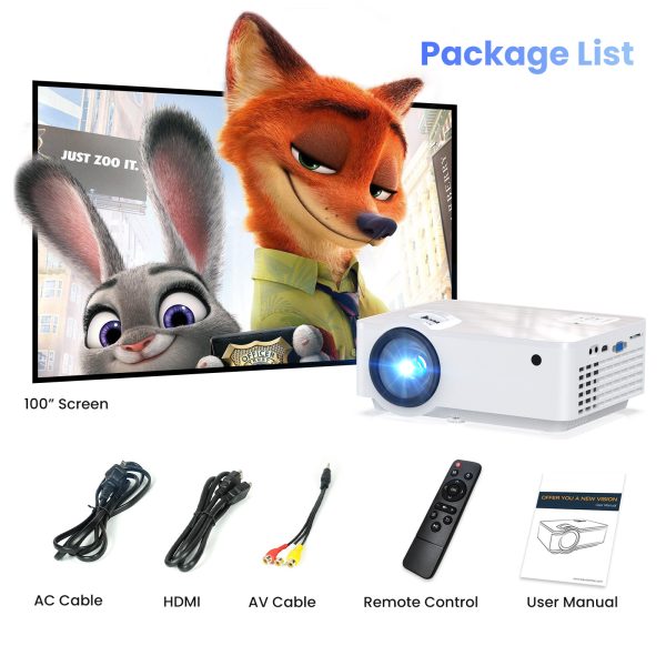 Groview Projector, 1080P Bluetooth Mini Projector with 100” Projector Screen, 9500 LUX Portable Outdoor Movie Projector for Phone, Compatible with VGA/HDMI/USB/SD/Laptop/Fire Stick/PS5