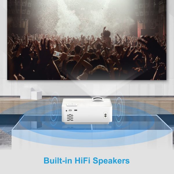 8-2.jpg Groview Projector, 1080P Bluetooth Mini Projector with 100” Projector Screen, 9500 LUX Portable Outdoor Movie Projector for Phone, Compatible with VGA/HDMI/USB