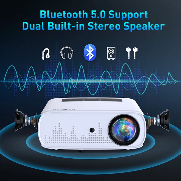 [UPGRADE] Projector with WiFi and Bluetooth, GROVIEW 15000lux 490ANSI lm Native 1080P Projector, 300'' Movie Projector, Supports 4K & Zoom, 5G Sync phone Screen, Compatible w/ Laptop/ PC/ DVD/ TV/ PS5