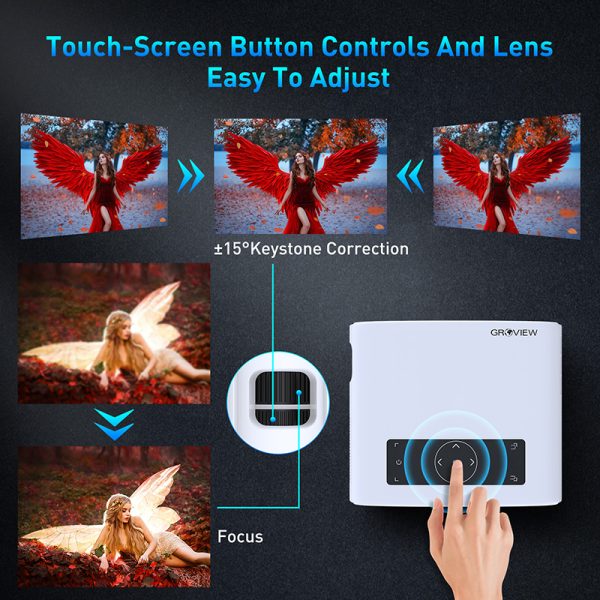 [UPGRADE] Projector with WiFi and Bluetooth, GROVIEW 15000lux 490ANSI lm Native 1080P Projector, 300'' Movie Projector, Supports 4K & Zoom, 5G Sync phone Screen, Compatible w/ Laptop/ PC/ DVD/ TV/ PS5