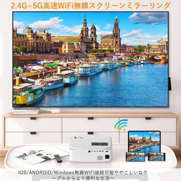 b.jpg プロジェクター GROVIEW 8000lm 5GWiFi スマホ直接接続 リアル1080PフルHD 4K対応 内蔵スピーカー ズーム機能 ビジネス適用 ホームシアター HDMI/USB/SD/AV/VGA